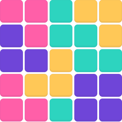 Color Match board with pink, mint, gold, and purple tiles.
