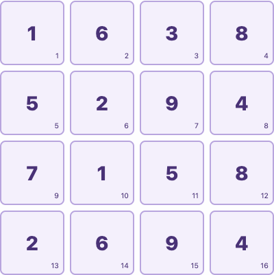 Make 10 board with sixteen number tiles ready to pair.